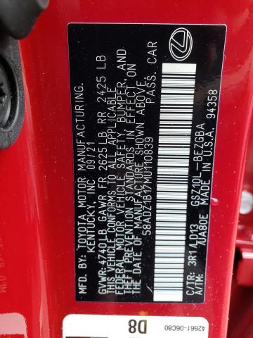 Photo 10 from auction – 2021 LEXUS ES 350 BAS with VIN 58ADZ1B17MU110839