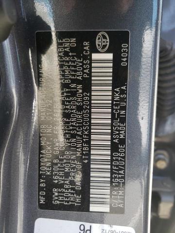 Photo 10 from auction – 2012 TOYOTA CAMRY BASE with VIN 4T1BF1FK5CU052092