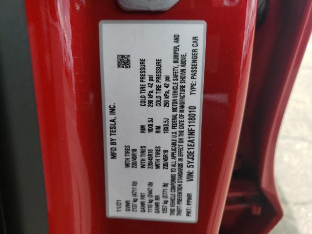 Photo 10 from auction – 2022 TESLA MODEL 3 with VIN 5YJ3E1EA1NF118010