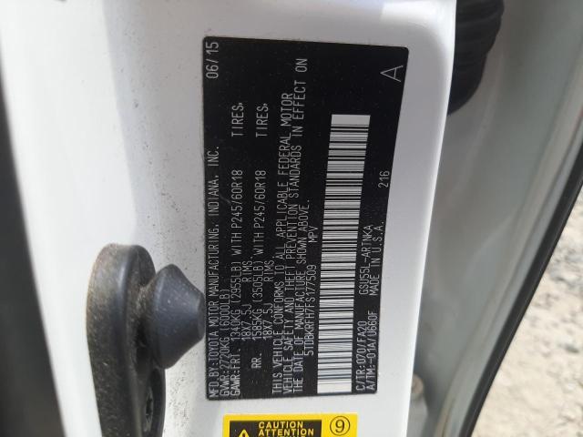 Photo 10 from auction – 2015 TOYOTA HIGHLANDER with VIN 5TDBKRFH7FS177509