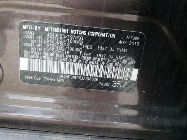 Photo 10 from auction – 2020 MITSUBISHI OUTLANDER with VIN JA4AP3AU9LU003926