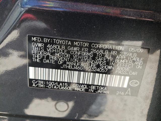 Photo 10 from auction – 2009 LEXUS ES 350 with VIN JTHBJ46G192324057