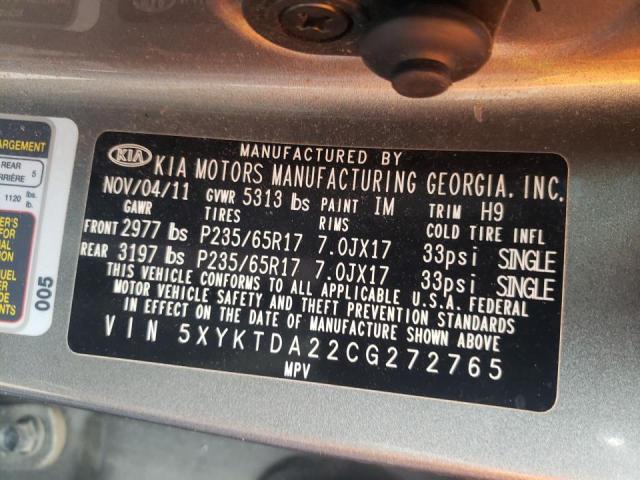 Photo 10 from auction – 2012 KIA SORENTO BA with VIN 5XYKTDA22CG272765