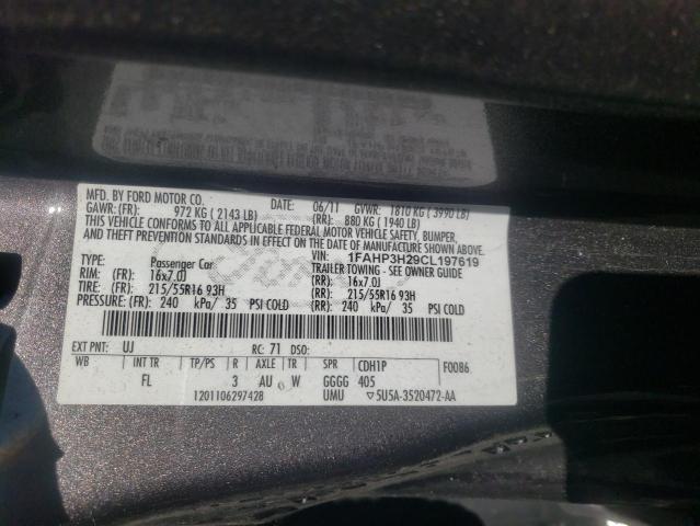 Photo 10 from auction – 2012 FORD FOCUS SEL with VIN 1FAHP3H29CL197619