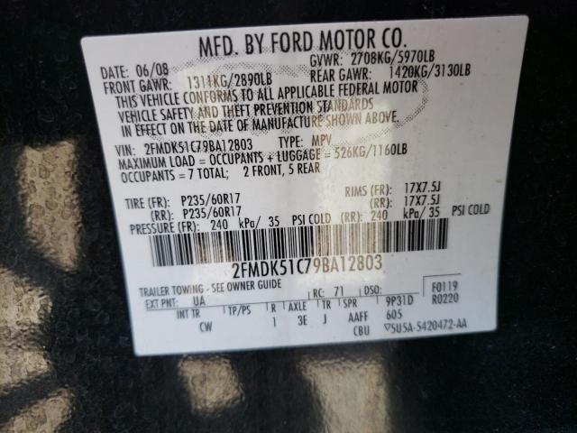 Photo 10 from auction – 2009 FORD FLEX SE with VIN 2FMDK51C79BA12803