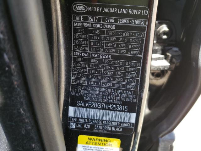 Photo 10 from auction – 2017 LAND ROVER RANGE ROVE with VIN SALVP2BG7HH253815