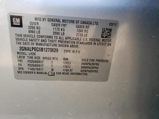 Photo 10 from auction – 2011 CHEVROLET EQUINOX LT with VIN 2GNALPEC6B1270629