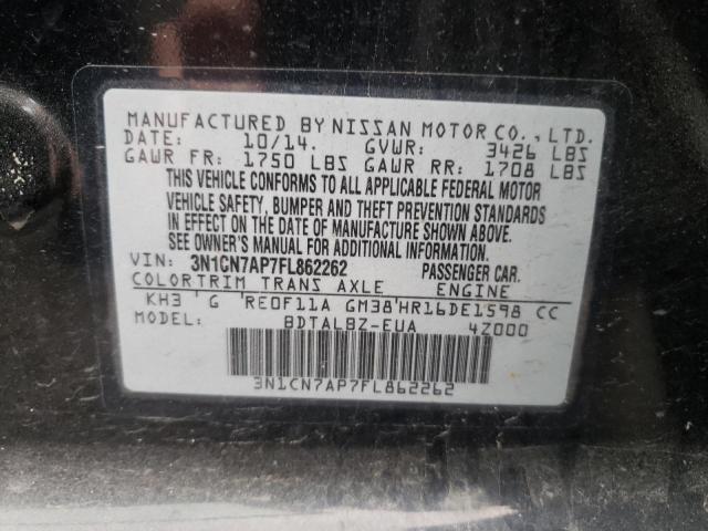 Photo 10 from auction – 2015 NISSAN VERSA S with VIN 3N1CN7AP7FL862262