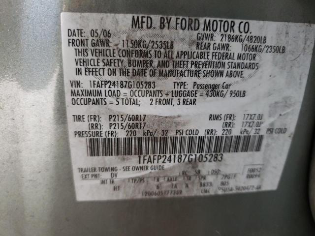 Photo 10 from auction – 2007 FORD FIVE HUNDR with VIN 1FAFP24187G105283