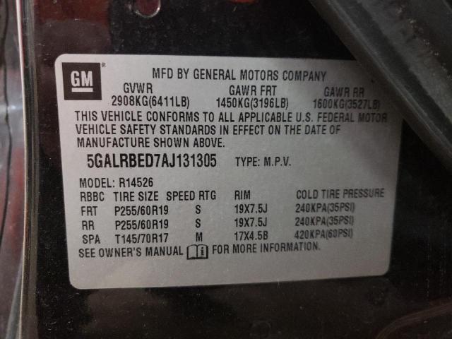 Photo 10 from auction – 2010 BUICK ENCLAVE CX with VIN 5GALRBED7AJ131305