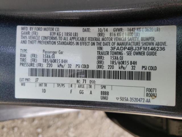 Photo 10 from auction – 2015 FORD FIESTA SE with VIN 3FADP4BJ3FM146236