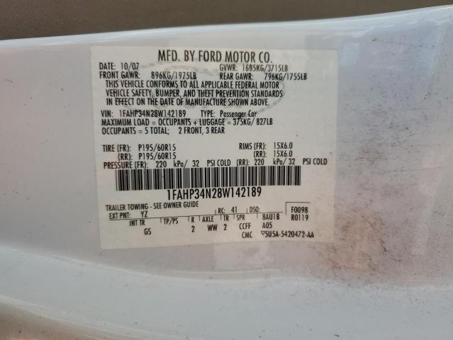 Photo 10 from auction – 2008 FORD FOCUS with VIN 1FAHP34N28W142189