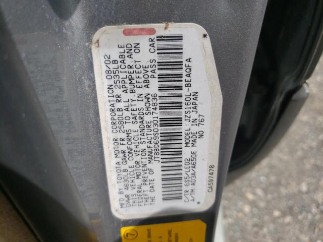 Photo 10 from auction – 2003 LEXUS GS 300 with VIN JT8BD69S030174836