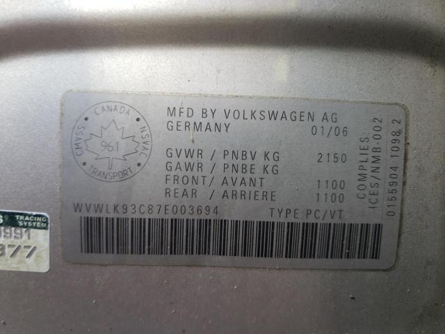 Photo 10 from auction – 2007 VOLKSWAGEN PASSAT 2.0 with VIN WVWLK93C87E003694