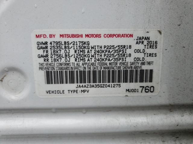 Photo 10 from auction – 2016 MITSUBISHI OUTLANDER with VIN JA4AZ3A35GZ041275