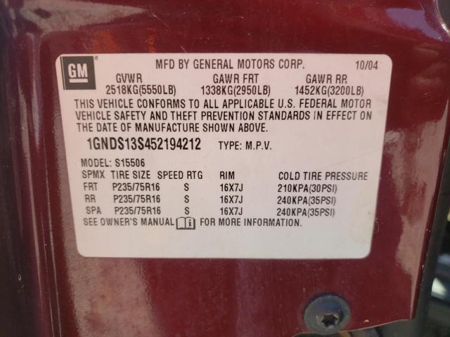 Photo 10 from auction – 2005 CHEVROLET TRAILBLAZE with VIN 1GNDS13S452194212