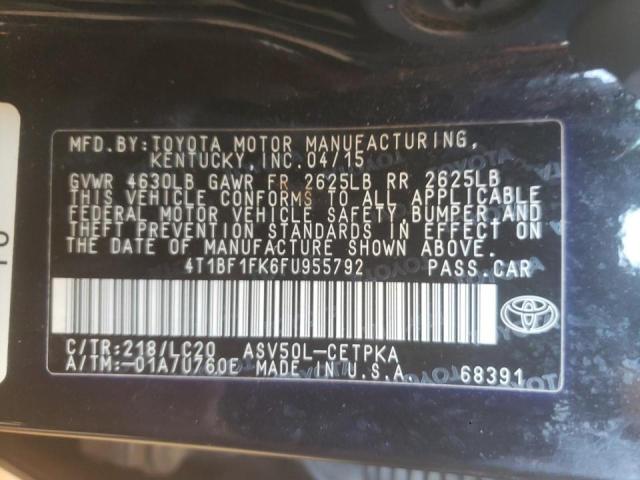 Photo 10 from auction – 2015 TOYOTA CAMRY LE with VIN 4T1BF1FK6FU955792