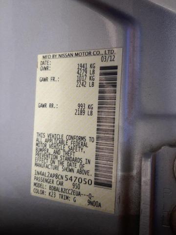 Photo 10 from auction – 2012 NISSAN ALTIMA BAS with VIN 1N4AL2AP8CN547050