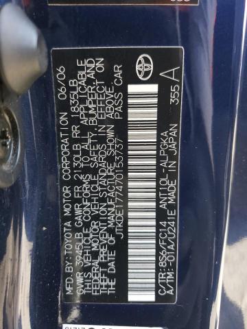 Photo 10 from auction – 2007 TOYOTA UK with VIN JTKDE177470153737