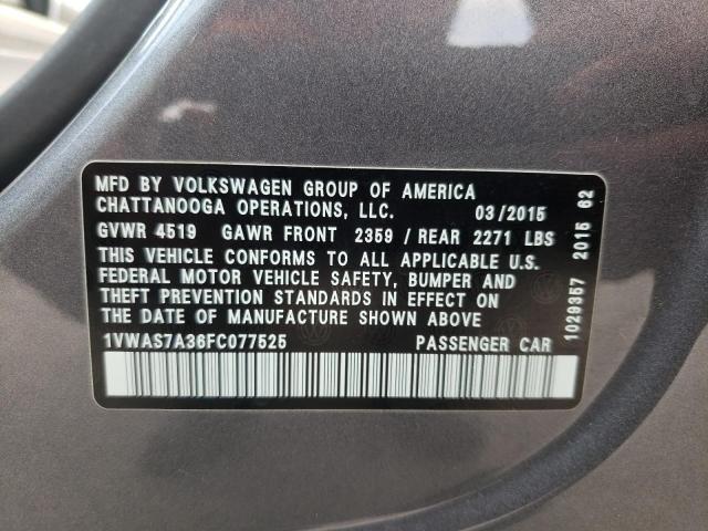 Photo 10 from auction – 2015 VOLKSWAGEN PASSAT S with VIN 1VWAS7A36FC077525