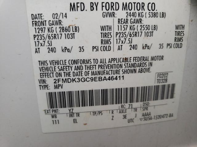 Photo 10 from auction – 2014 FORD EDGE SE with VIN 2FMDK3GC9EBA46411