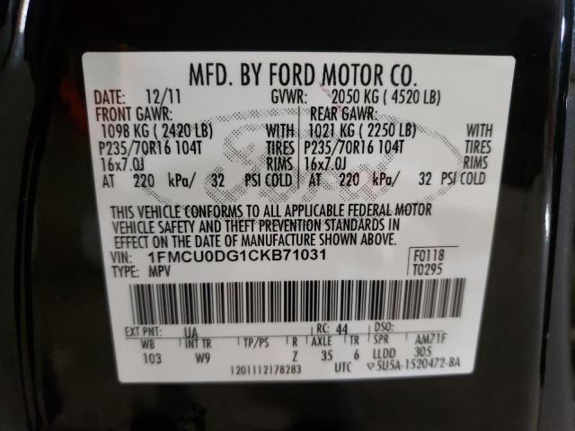 صورة رقم 10 من المزاد - 2012 FORD ESCAPE XLT مع VIN 1FMCU0DG1CKB71031