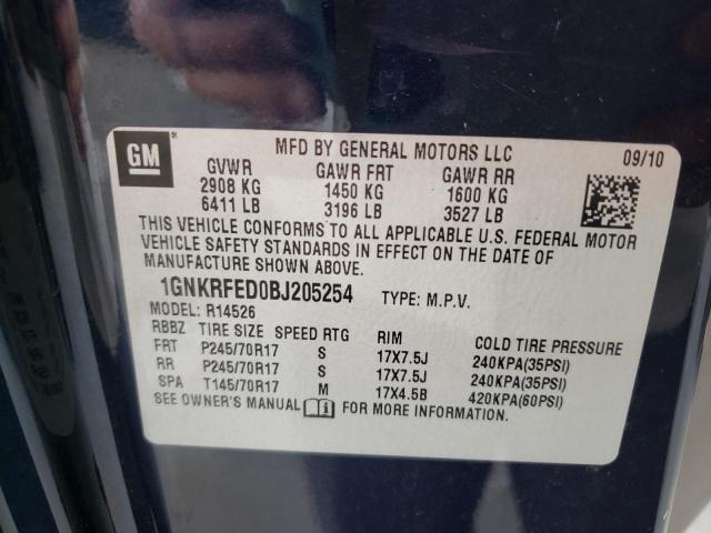 Photo 10 from auction – 2011 CHEVROLET TRAVERSE L with VIN 1GNKRFED0BJ205254