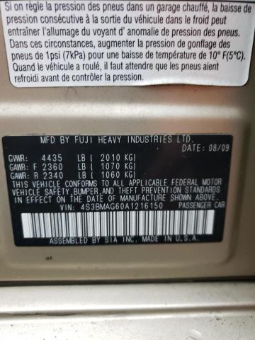 Photo 10 from auction – 2010 SUBARU LEGACY 2.5 with VIN 4S3BMAG60A1216150
