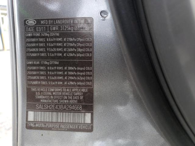 Photo 10 from auction – 2011 LAND ROVER RANGE ROVE with VIN SALSH2E43BA294668