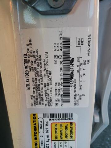 Photo 10 from auction – 2020 FORD FUSION SE with VIN 3FA6P0HD6LR149861
