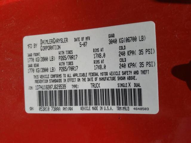Photo 10 from auction – 2007 DODGE RAM 1500 S with VIN 1D7HU18207J628539