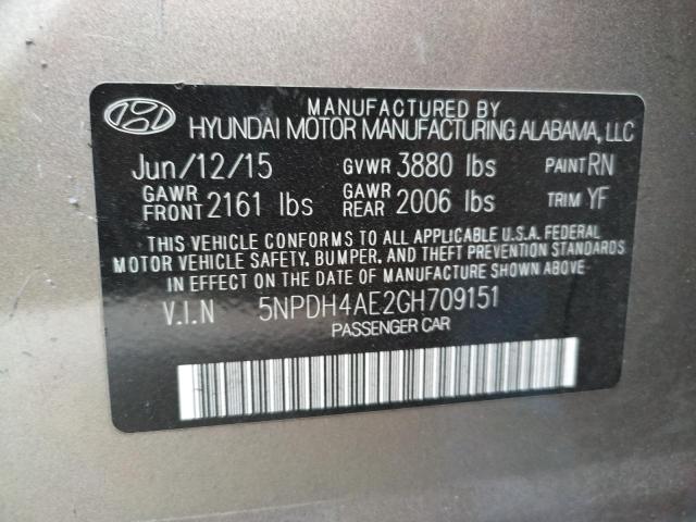 Photo 10 from auction – 2016 HYUNDAI ELANTRA SE with VIN 5NPDH4AE2GH709151