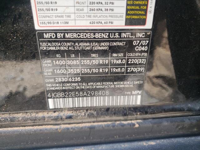 Photo 10 from auction – 2008 MERCEDES-BENZ ML 320 CDI with VIN 4JGBB22E58A298408