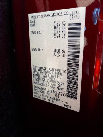 Photo 10 from auction – 2020 NISSAN MAXIMA SL with VIN 1N4AA6DV5LC381220