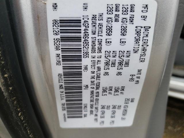 Photo 10 from auction – 2004 CHRYSLER TOWN & COU with VIN 1C4GP44R64B521955