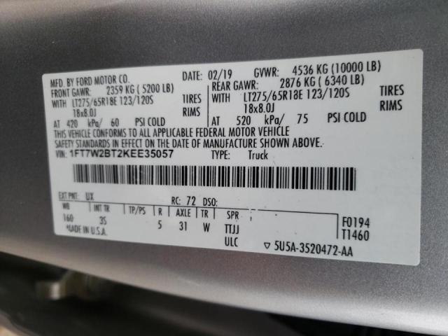Photo 10 from auction – 2019 FORD F250 SUPER with VIN 1FT7W2BT2KEE35057