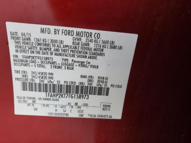 Photo 10 from auction – 2015 FORD TAURUS SHO with VIN 1FAHP2KT7FG158973