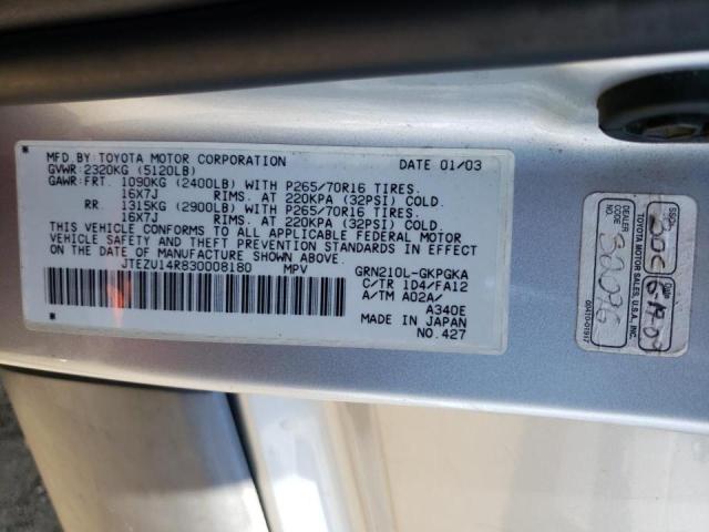 Photo 10 from auction – 2003 TOYOTA 4RUNNER SR with VIN JTEZU14R830008180