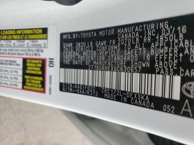 Photo 10 from auction – 2016 TOYOTA COROLLA L with VIN 2T1BURHEXGC630657