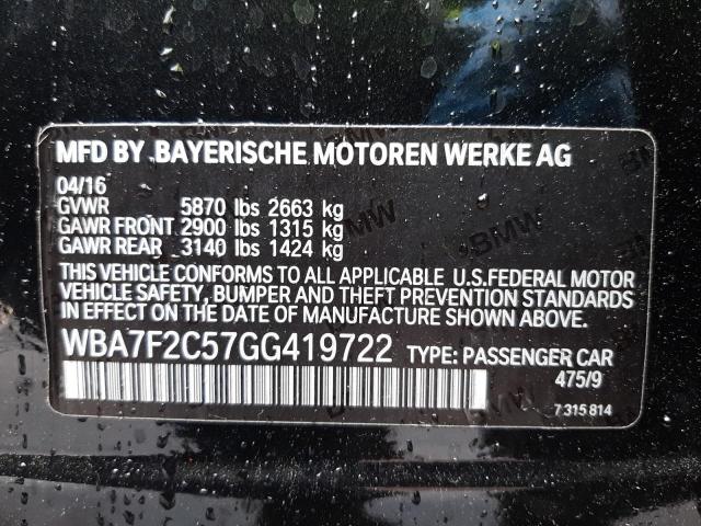 Photo 10 from auction – 2016 BMW 750 XI with VIN WBA7F2C57GG419722