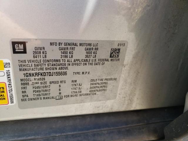Photo 10 from auction – 2013 CHEVROLET TRAVERSE L with VIN 1GNKRFKD7DJ155606