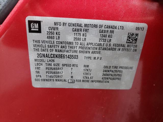 Photo 10 from auction – 2014 CHEVROLET EQUINOX LT with VIN 2GNALCEK8E6143503