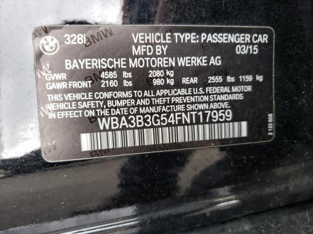 Photo 10 from auction – 2015 BMW 328 XI with VIN WBA3B3G54FNT17959