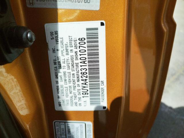 Photo 10 from auction – 2001 ACURA 3.2CL TYPE with VIN 19UYA42631A010706
