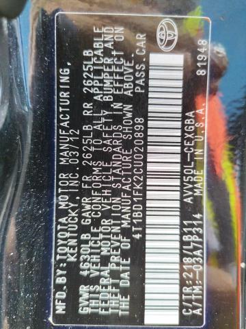 Photo 10 from auction – 2012 TOYOTA CAMRY HYBR with VIN 4T1BD1FK2CU020898