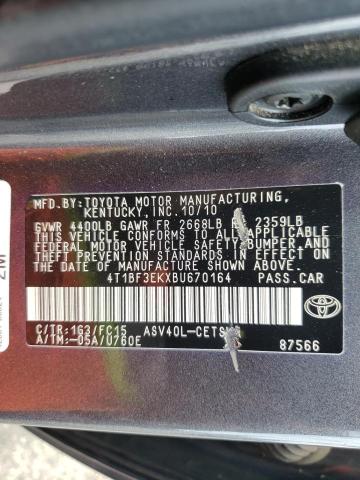 Photo 10 from auction – 2011 TOYOTA CAMRY BASE with VIN 4T1BF3EKXBU670164