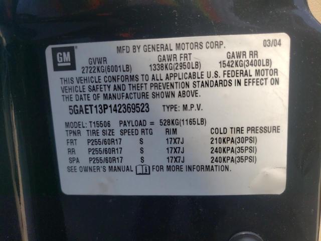 Photo 10 from auction – 2004 BUICK RAINIER CX with VIN 5GAET13P142369523