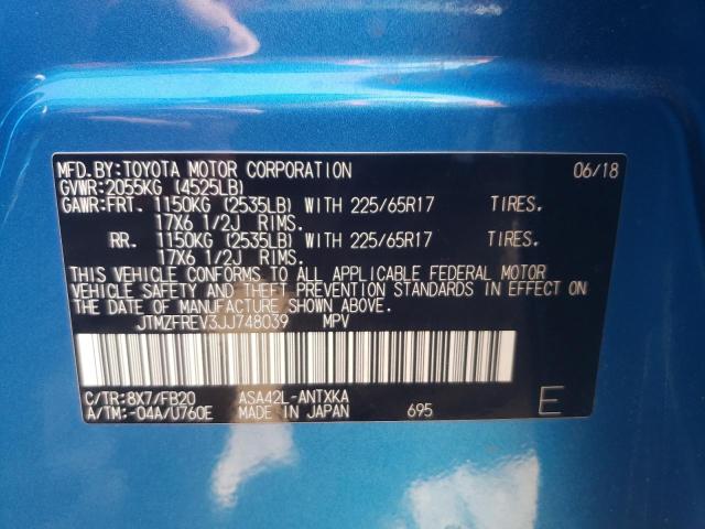 Photo 10 from auction – 2018 TOYOTA RAV4 LE with VIN JTMZFREV3JJ748039