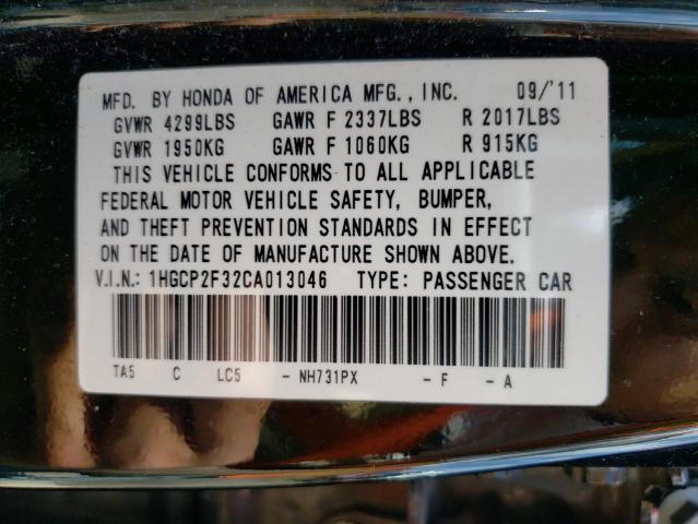 Photo 10 from auction – 2012 HONDA ACCORD LX with VIN 1HGCP2F32CA013046