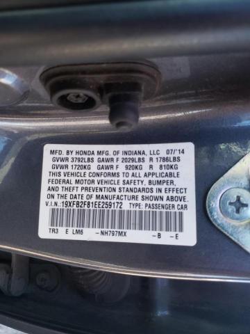 Photo 10 from auction – 2014 HONDA CIVIC EX with VIN 19XFB2F81EE259172